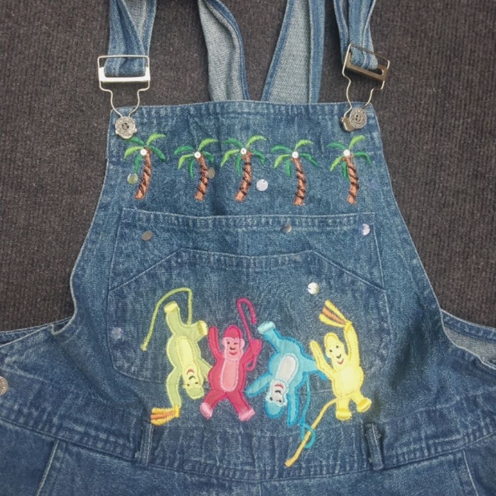 Vintage Monkey Denim Bib Overalls - Picture 6 of 8